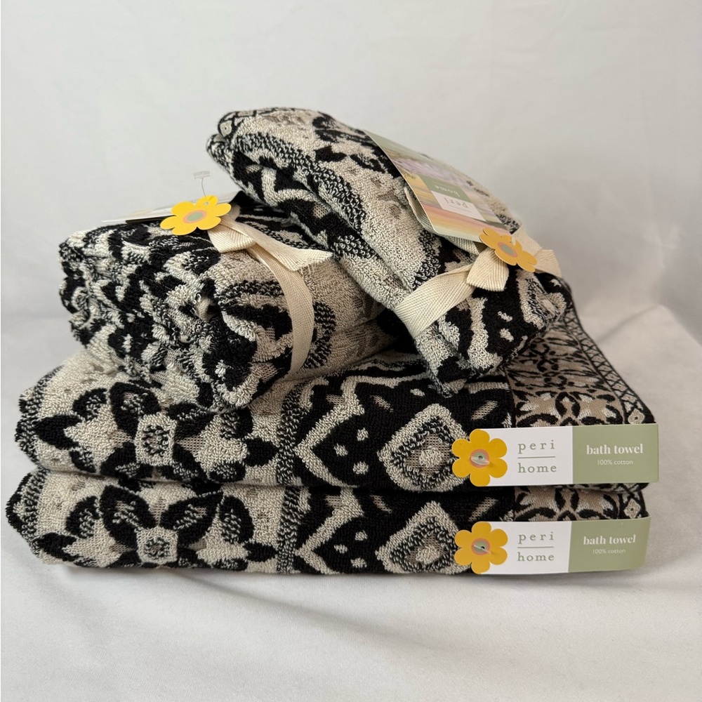 Peri Home 6pc Cotton Towel Set 2 Bath, 2 Hand, 2 Tip